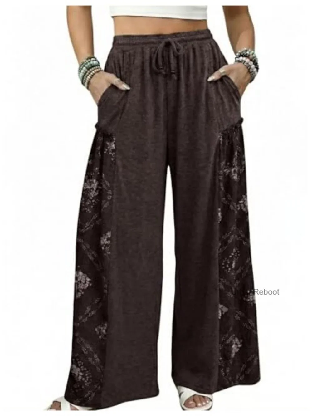 Athlisan High Waisted Wide Leg Palazzo Printed Baggy Lounge Pants with Pockets